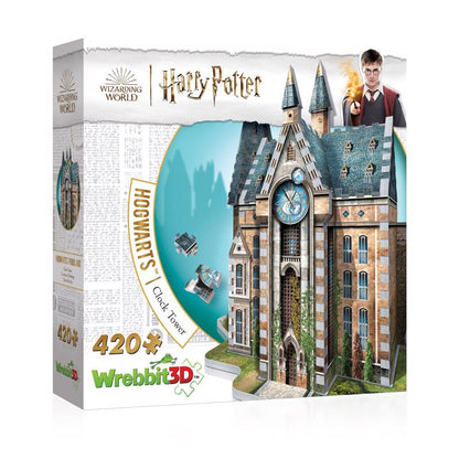Emery Jensen 3D puzzle titled JG PZL CLCK TWR with 420 pieces, featuring a detailed clock tower design.