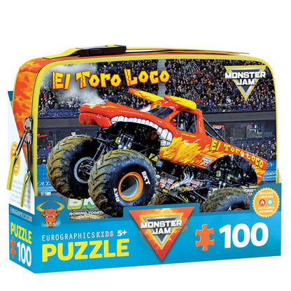 Emery Jensen PZL EL TR LC MNSTR JM puzzle featuring a detailed monster design on colorful puzzle pieces.