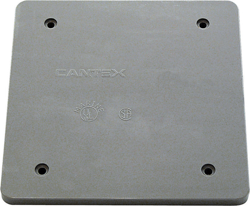 Emery Jensen blank PVC cover for 2-gang electrical boxes, durable white plastic cover with screw holes for secure installation.
