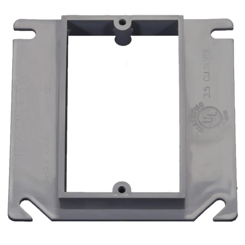Emery Jensen PVC switch cover box, single gang, white plastic safety cover for electrical switches and outlets.