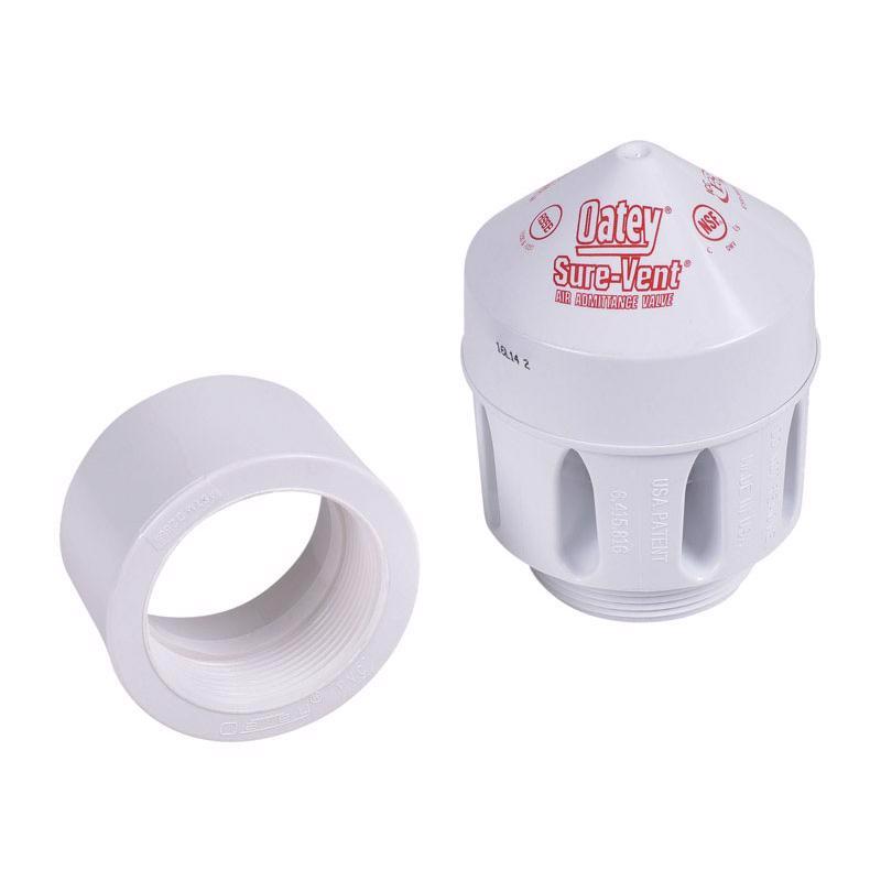 Emery Jensen PVC DWV fitting with air admit valve 160 DFU, used in plumbing drainage systems, shown in the image.