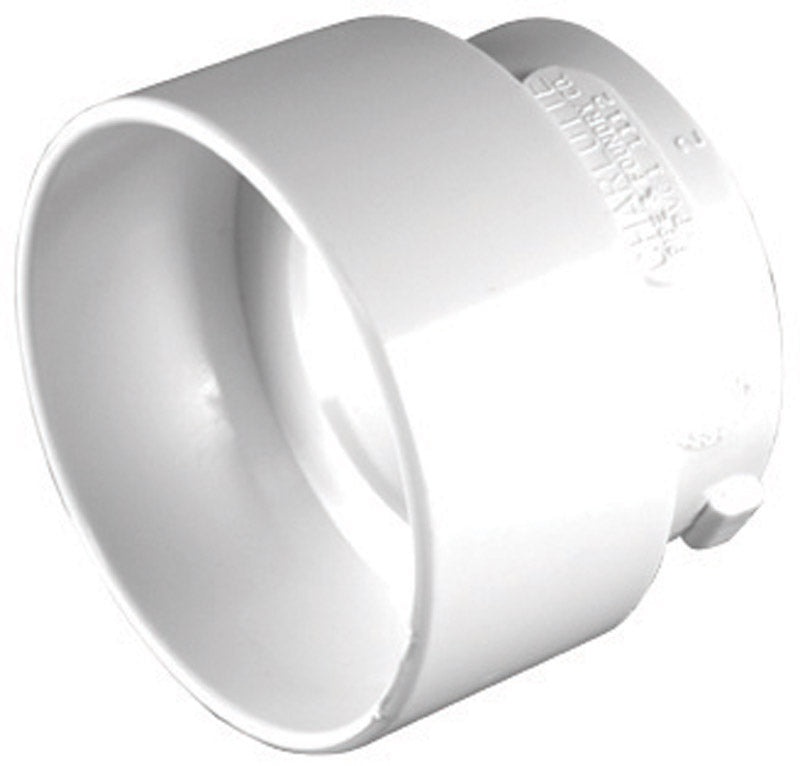 Emery Jensen PVC DWV bushing fitting, 3-inch by 1.5-inch, used for plumbing drainage systems in the image.
