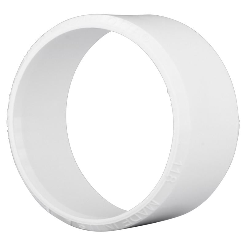 Emery Jensen PVC40 4-inch bushing for PVC DWV fittings, showing the gray plastic fitting with threaded ends.