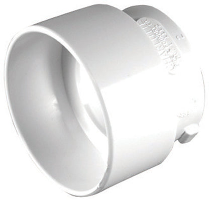 Red PVC DWV bushing reducer fitting with 3-inch to 2-inch connections from Emery Jensen for plumbing applications.