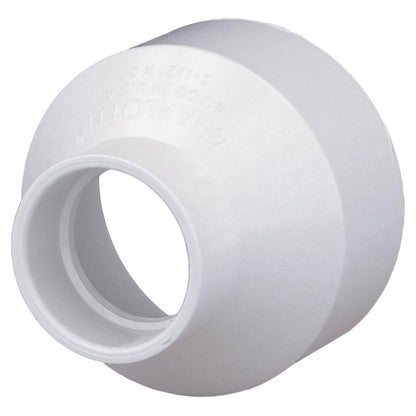 Emery Jensen couple PVC DWV fitting, 1.5x3 inches, used for drain, waste, and vent piping in plumbing systems