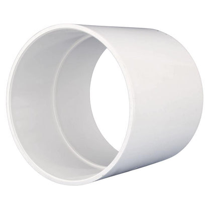 Emery Jensen couple PVC DWV fittings, 3-inch diameter, durable white plastic pipes for drainage and vent system connections.