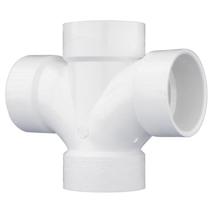 Emery Jensen PVC DWV fittings TEE, double SAN, 3x3x3x3 inches, for plumbing and drain vent applications.
