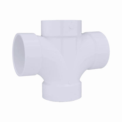 Emery Jensen PVC DWV fittings TEE double sanitary PVC 4-inch fitting for drainage and vent systems.