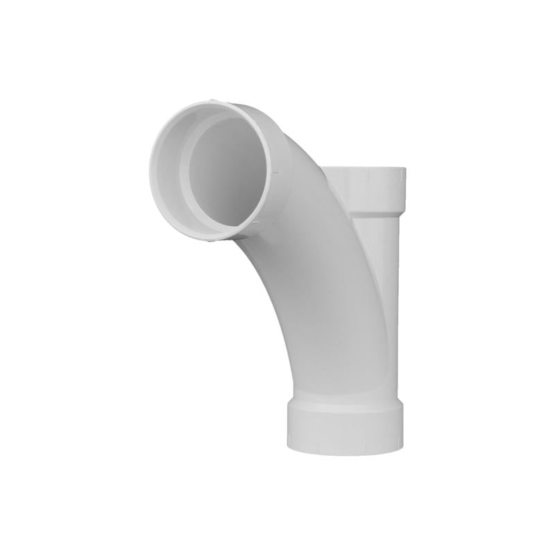 Emery Jensen PVC DWV fittings, WYE TRN LNG 4-inch hub, Sch40, used for plumbing and drainage systems.