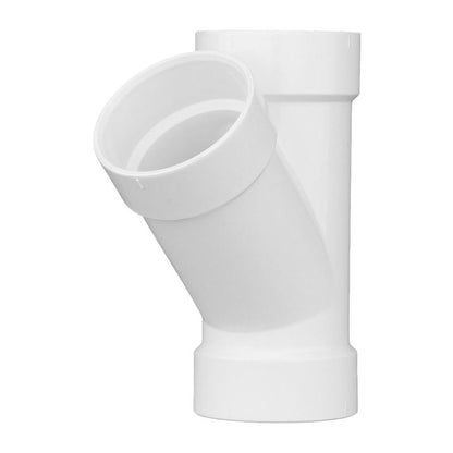 Y PVC DWV fitting from Emery Jensen, 3-inch PVC drain, waste, vent fitting for plumbing installations.