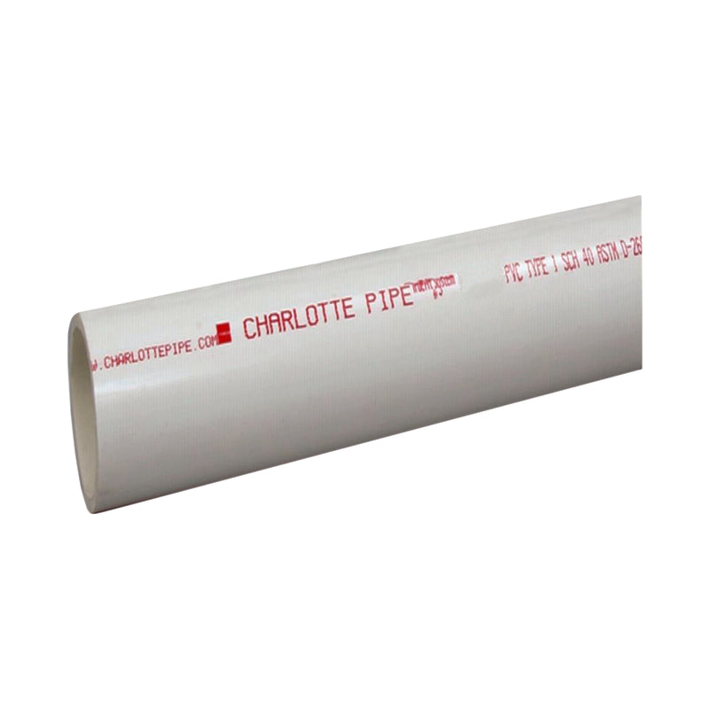 Emery Jensen 2-inch by 20-foot PVC DWV pipe, white drain, waste, vent pipe for plumbing applications, shown in a construction setting