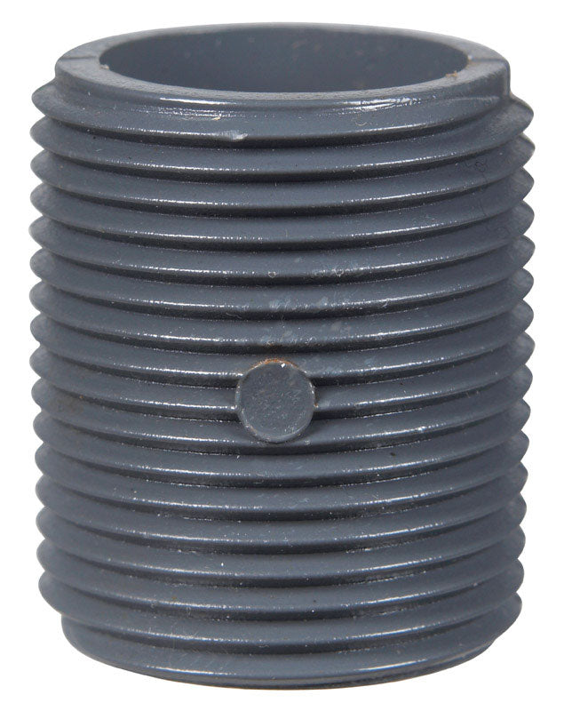 Emery Jensen PVC Nipple SCH80, 1.5-inch, corrosion-resistant fitting for plumbing applications, shown in the product image.