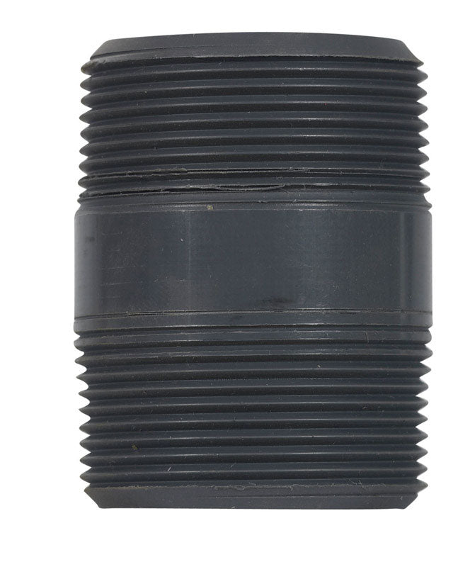 Emery Jensen PVC nipple S801-1/2x2-1/2 showing a durable white PVC pipe fitting for plumbing connections.
