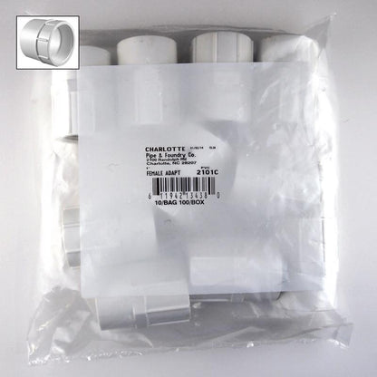 Emery Jensen ADAPTR 1"FPT SCH40 PVC pressure fittings, DOM, 10-pack, durable plumbing connectors for pipe installation.