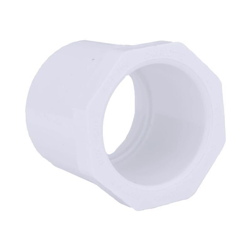 Emery Jensen PVC pressure fitting bushing 1.25x1" SXS SCH40 for plumbing applications, shown in the image.