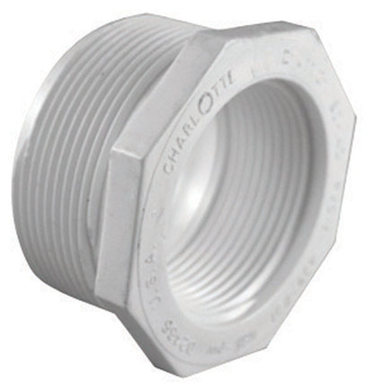 Emery Jensen PVC pressure fitting Bushing 1x1/2 MVG for durable plumbing connections.