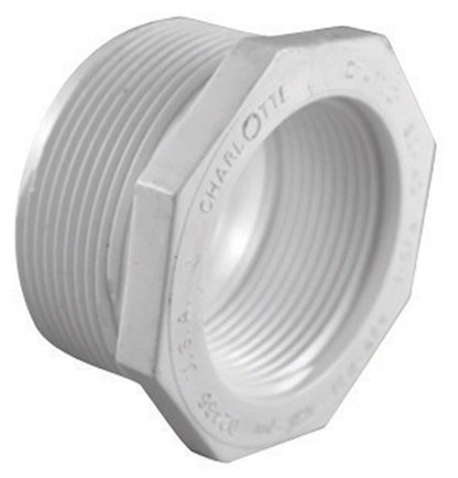 Emery Jensen PVC pressure fitting Bushing 40PVC 1.5m 1" FPT for plumbing and irrigation applications.