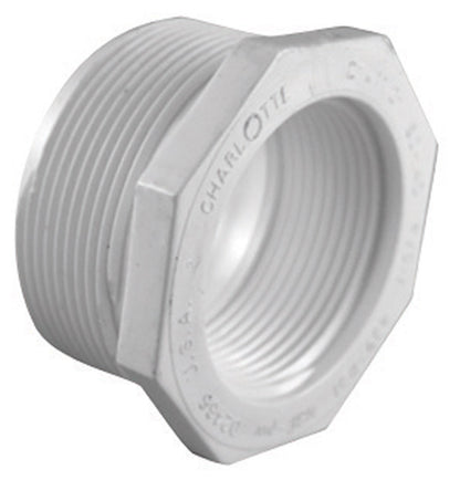 Emery Jensen Bushing 40PVC PVC pressure fitting for DOM piping, 1.5 meters long with 3/4 FPT connection.