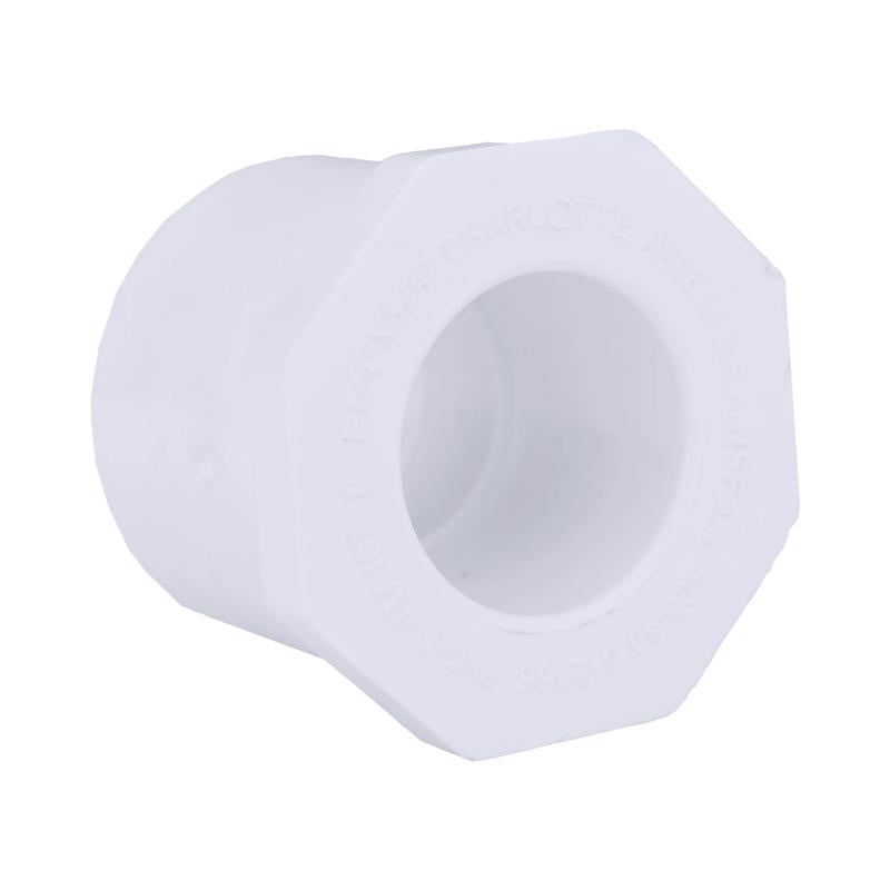 Emery Jensen PVC pressure fitting bushing 40PVC1.25S3/4SPG for plumbing, shown in a close-up image.