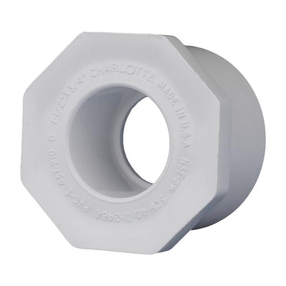 Emery Jensen PVC pressure fitting Bushing SCH40 1.5x3/4 SXS for plumbing connections, shown in a close-up image.