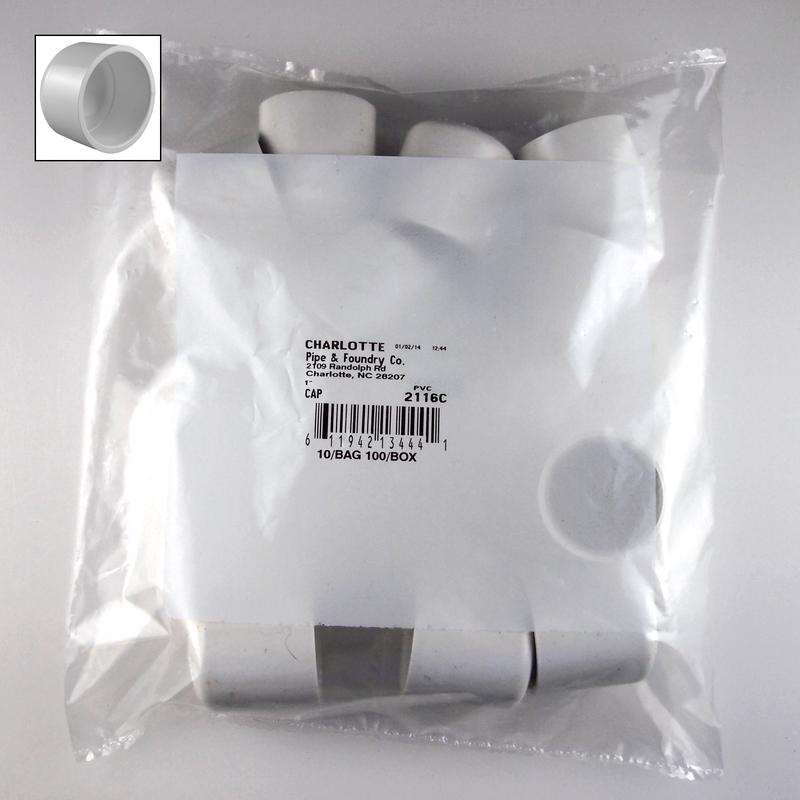 Ten 1-inch SCH40 PVC pressure fittings caps from Emery Jensen, durable PVC fittings for plumbing and irrigation systems.