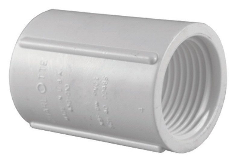 Couple of Emery Jensen SCH40 PVC 1-inch FPT pressure fittings for plumbing applications.