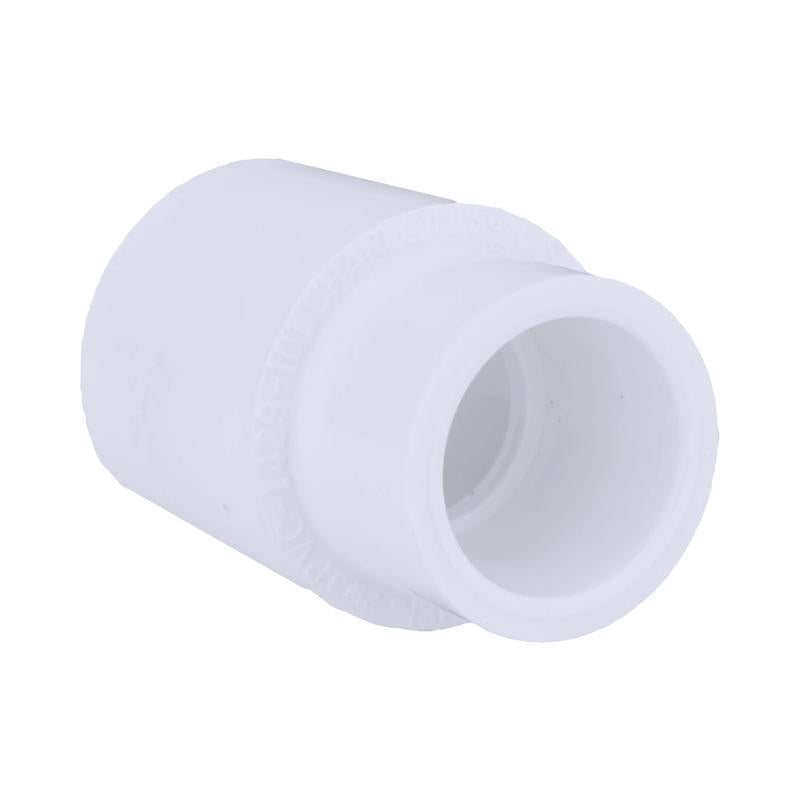 Emery Jensen PVC pressure fitting coupling 3/4x1/2 SXS for plumbing, made of durable PVC material.
