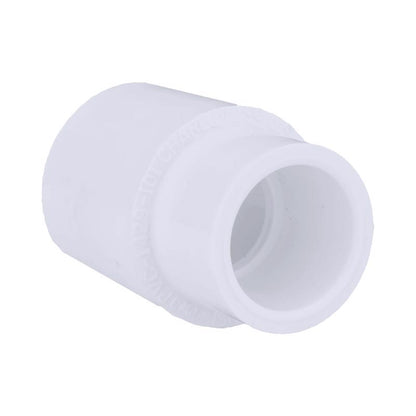 Emery Jensen PVC pressure fitting coupling 3/4x1/2 SXS for plumbing, made of durable PVC material.