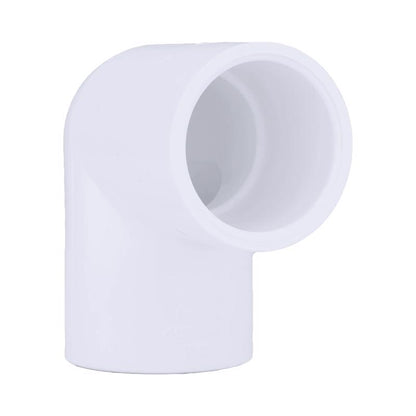 Emery Jensen 90-degree elbow PVC pressure fitting, SCH40 PVC, for durable plumbing connections.
