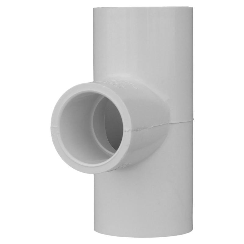 Emery Jensen PVC pressure fitting tee 90PVC40, 1x1x3/4 SXSXS, used for plumbing and irrigation connections.