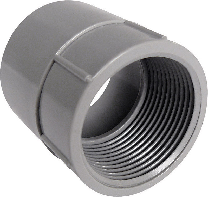 Female 3/4-inch PVC SCH 40 adapter fitting from Emery Jensen, used for plumbing and pipe connections in industrial and residential systems.