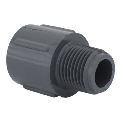 PVC Schedule 80 union adapter with 1/2 inch SXMPT fitting by Emery Jensen, used for plumbing connections