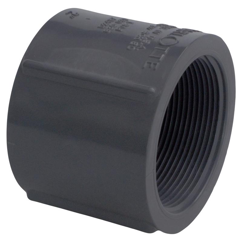 PVC Schedule 80 union with 2-inch female pipe thread from Emery Jensen, suitable for plumbing and pipe fitting applications.