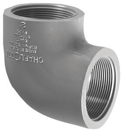 PVC Schedule 80 1-inch elbow fitting with FPT threads, designed for plumbing and pipe connections, by Emery Jensen.