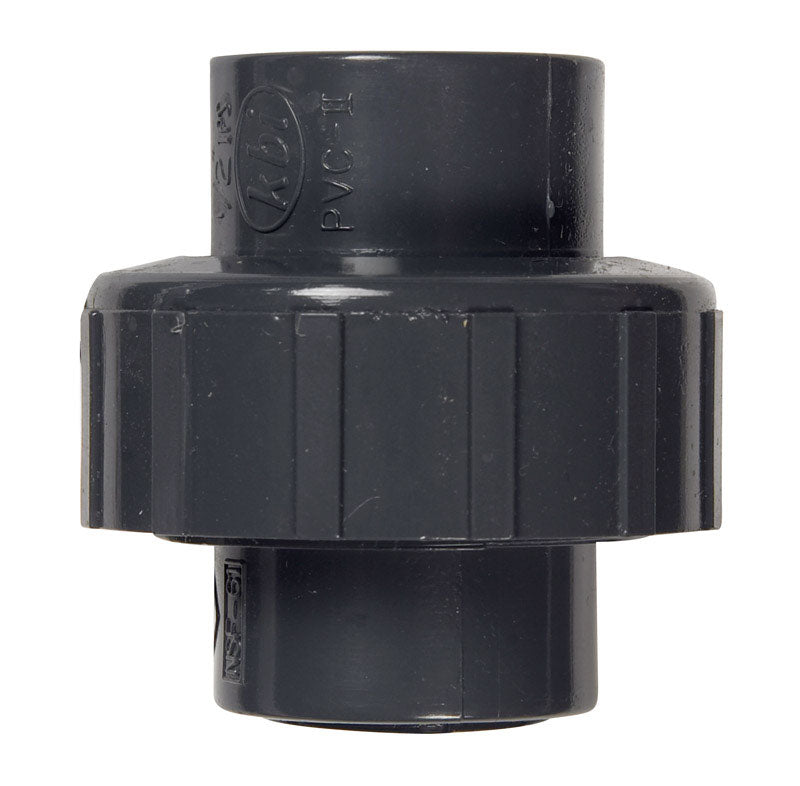 Emery Jensen PVC Schedule 80 union with 1/2 inch SXS fittings, durable PVC pipe connector for plumbing applications