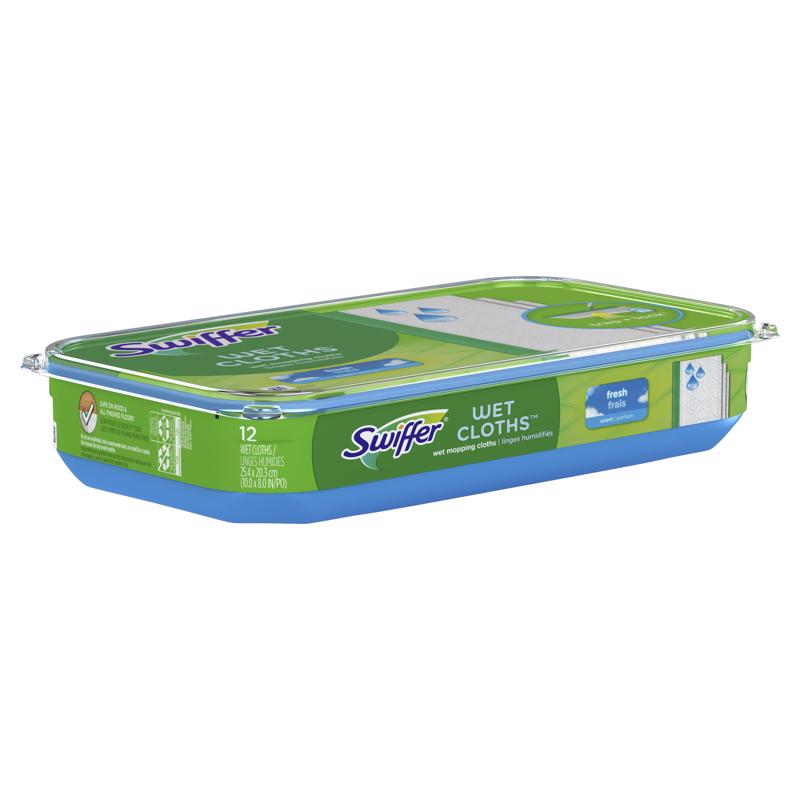 Emery Jensen Swiffer Wet Refill 12-pack, quick clean refills for wet mopping, ideal for hardwood and tile floors.
