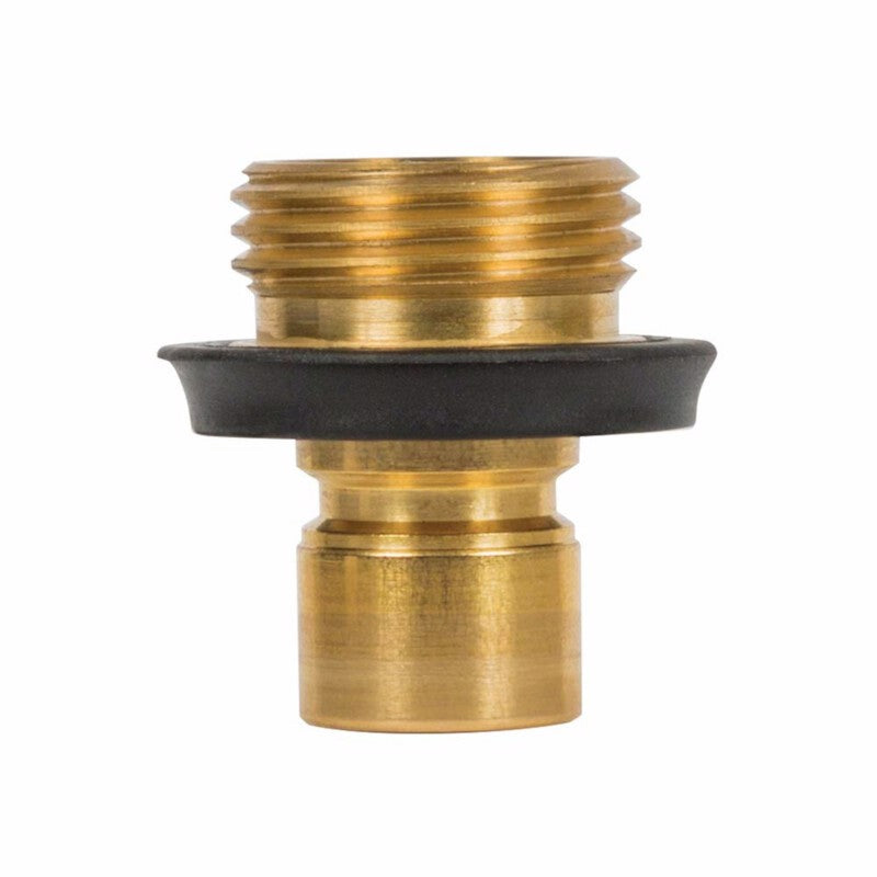 Emery Jensen HD quick connect hose fitting, male connector for garden or industrial use, durable metal construction.