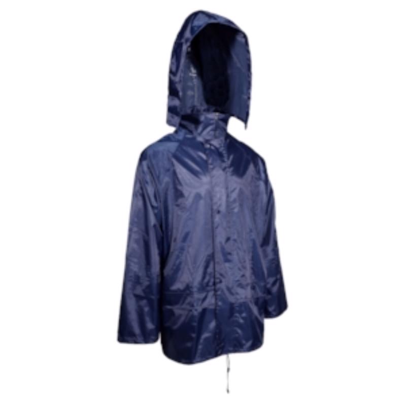 Emery Jensen blue rain jacket for adults, lightweight waterproof rain pants and jacket set, size large, outdoor weather gear