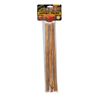Emery Jensen 12-inch bully sticks rawhide chews for dogs, shown in a 3-pack, natural and durable pet dental treat.