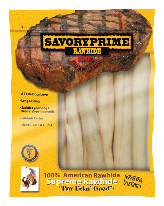Emery Jensen Mini Retrvr Rolls in white, rawhide chews for dogs, shown in close-up with textured rawhide details.