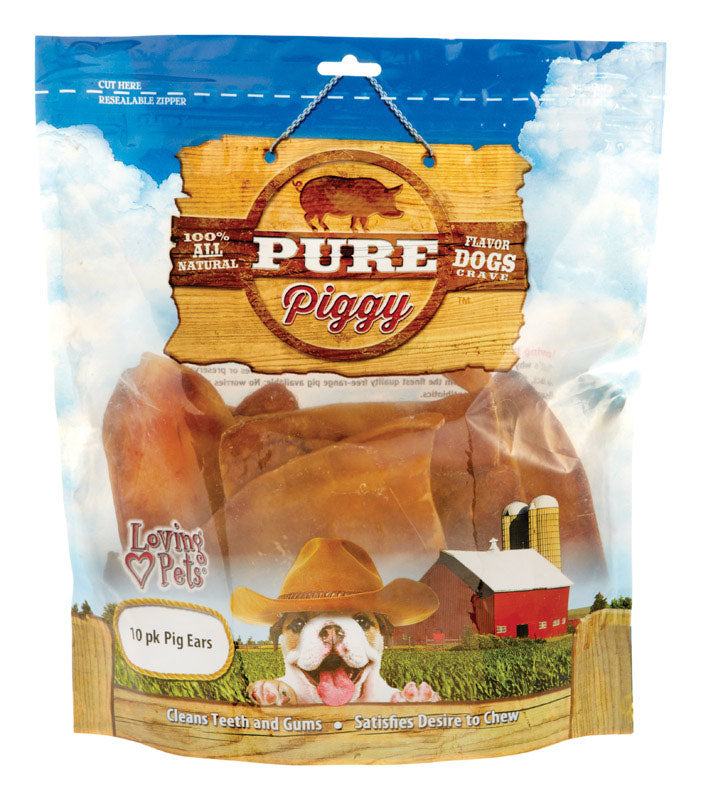 Emery Jensen Pigear Treat Bag with 10 rawhide chews for dogs, featuring natural bone-shaped rawhide treats in a resealable bag.
