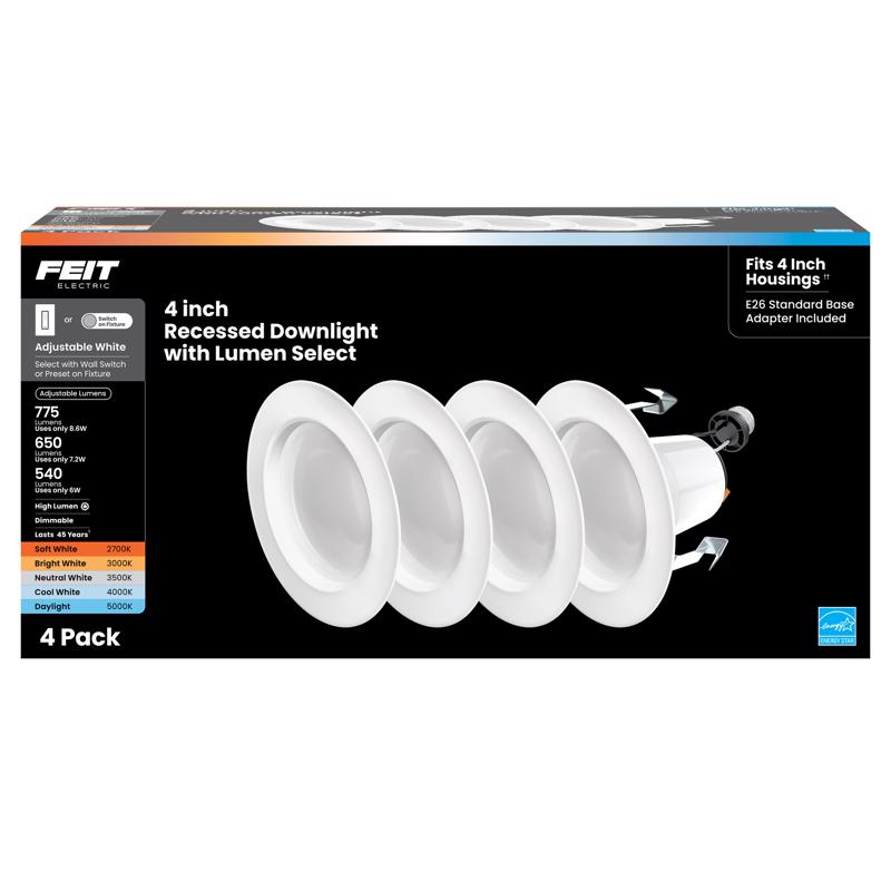 LED DOWNLIGHT 4" 75W 4PK