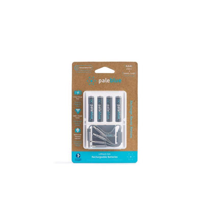 Emery Jensen BTTRISS RCHR LTH AAA rechargeable batteries 4-pack, showing the batteries in a clear, close-up view.