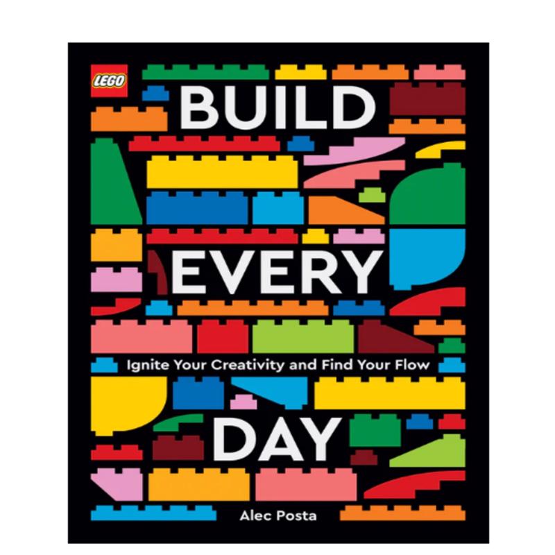 Emery Jensen LEGO Book Build Every Day reference book with colorful LEGO illustrations and building tips.