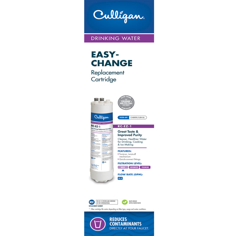 Emery Jensen RC-EZ-1 refrigerator filter cartridge installed in a refrigerator for clean, fresh water.