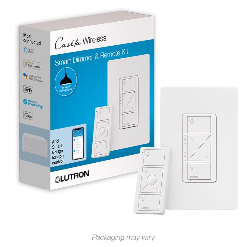 Emery Jensen dimmer switch with Pico remote, wireless receiver for controlling lighting remotely.