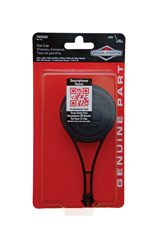 Emery Jensen B&S gas cap 550-725EX for repair and maintenance, with a black plastic design and metal locking mechanism