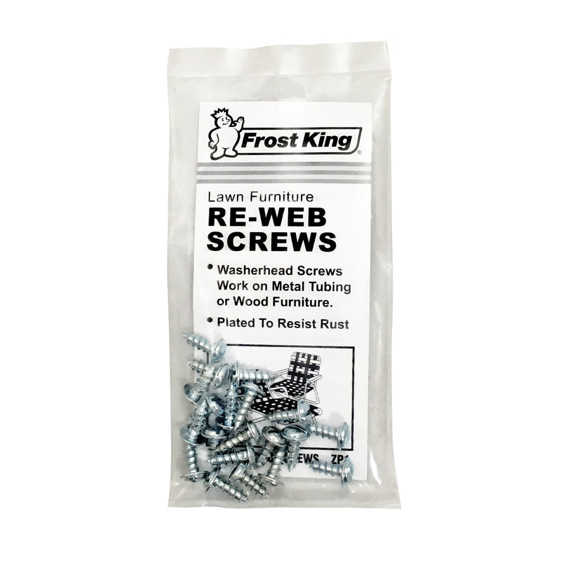 Emery Jensen lawn chair screws used as repair parts for swing chains, shown in a close-up image of the screws.