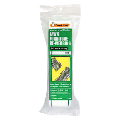 White lawn chair webbing repair part from Emery Jensen, designed for swing chains and outdoor furniture repair.