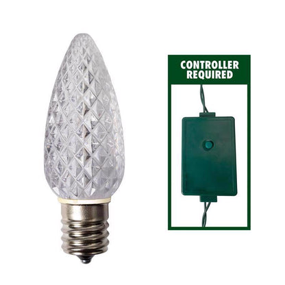 Set of 25 Emery Jensen C9 RGBPW replacement bulbs for holiday string lights, showing colorful C9 bulbs with RGB color capability.